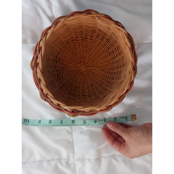 Woven Circular Basket Two Tone Red Decorative - Picture 8 of 11